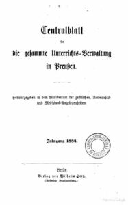 Zentralblatt für die gesamte Unterrichtsverwaltung in Preußen – 1884