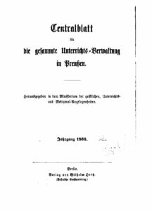 Zentralblatt für die gesamte Unterrichtsverwaltung in Preußen – 1886