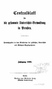 Zentralblatt für die gesamte Unterrichtsverwaltung in Preußen – 1890