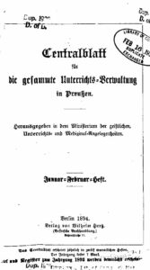 Zentralblatt für die gesamte Unterrichtsverwaltung in Preußen - 1894