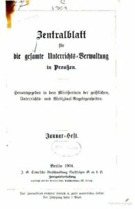 Zentralblatt für die gesamte Unterrichtsverwaltung in Preußen – 1904 – Januar Heft
