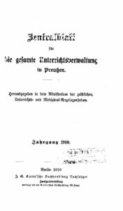 Zentralblatt für die gesamte Unterrichtsverwaltung in Preußen – 1910