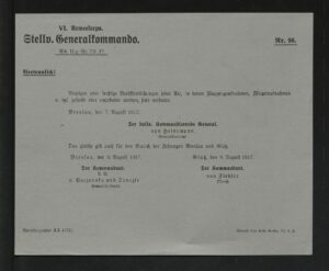 Zusatz - Verordnungen des VI. Armeekorps - 1917