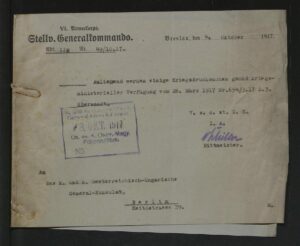 Zusatz - Vertrauliche Meldungen u. Kundmachungen des Stellv. Generalkommandos des VI. Armeekorps zum Thema Zensur - 1917