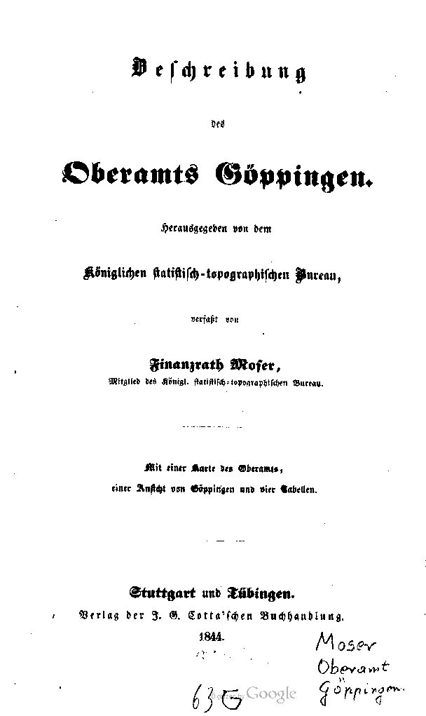 Beschreibung des Oberamts Göppingen