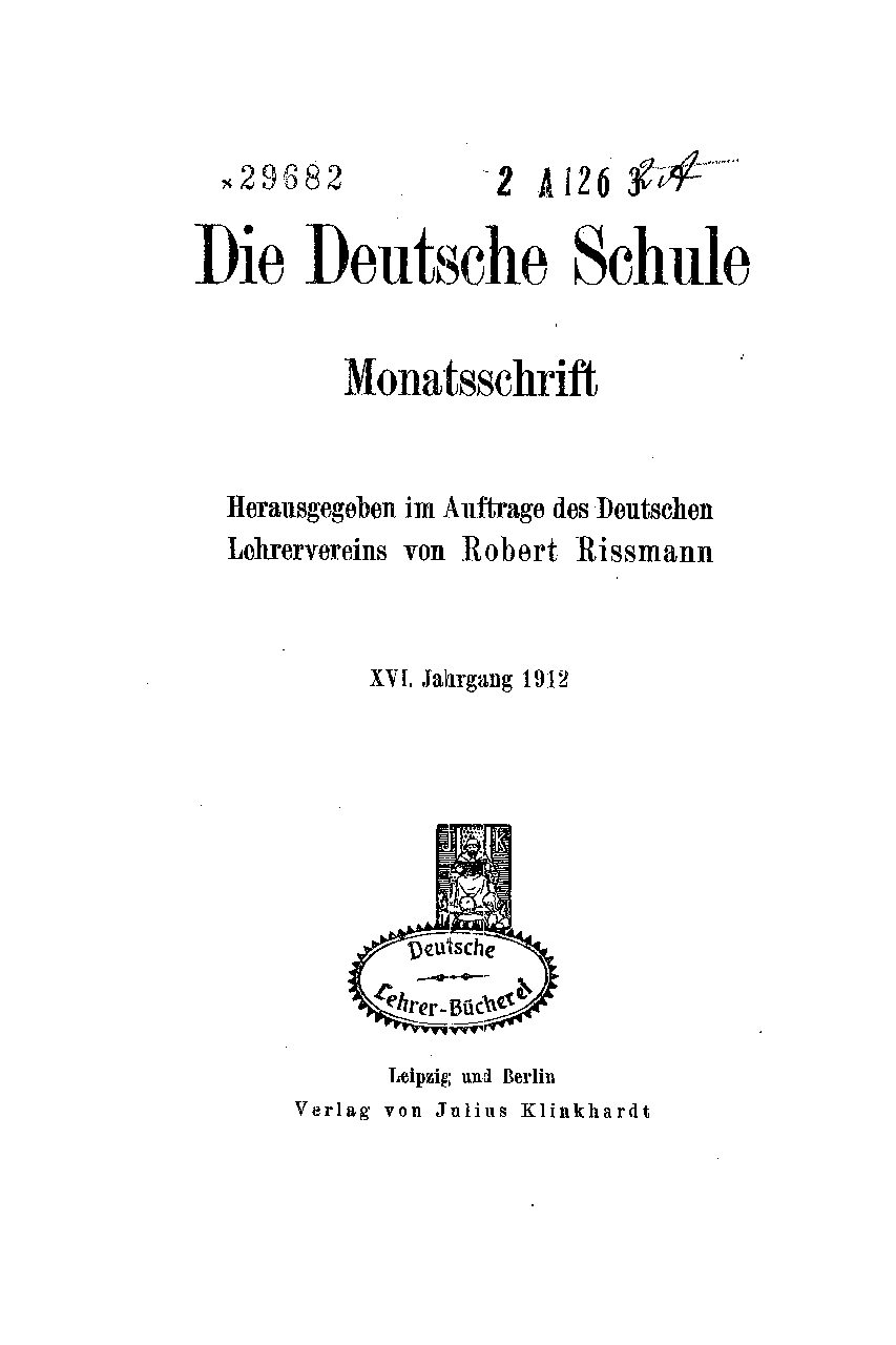 Die deutsche Schule - 1912