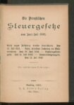 Die preußischen Steuergesetze vom Juni-Juli 1893