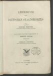 Lehrbuch des deutschen Staatsrechtes – 1905