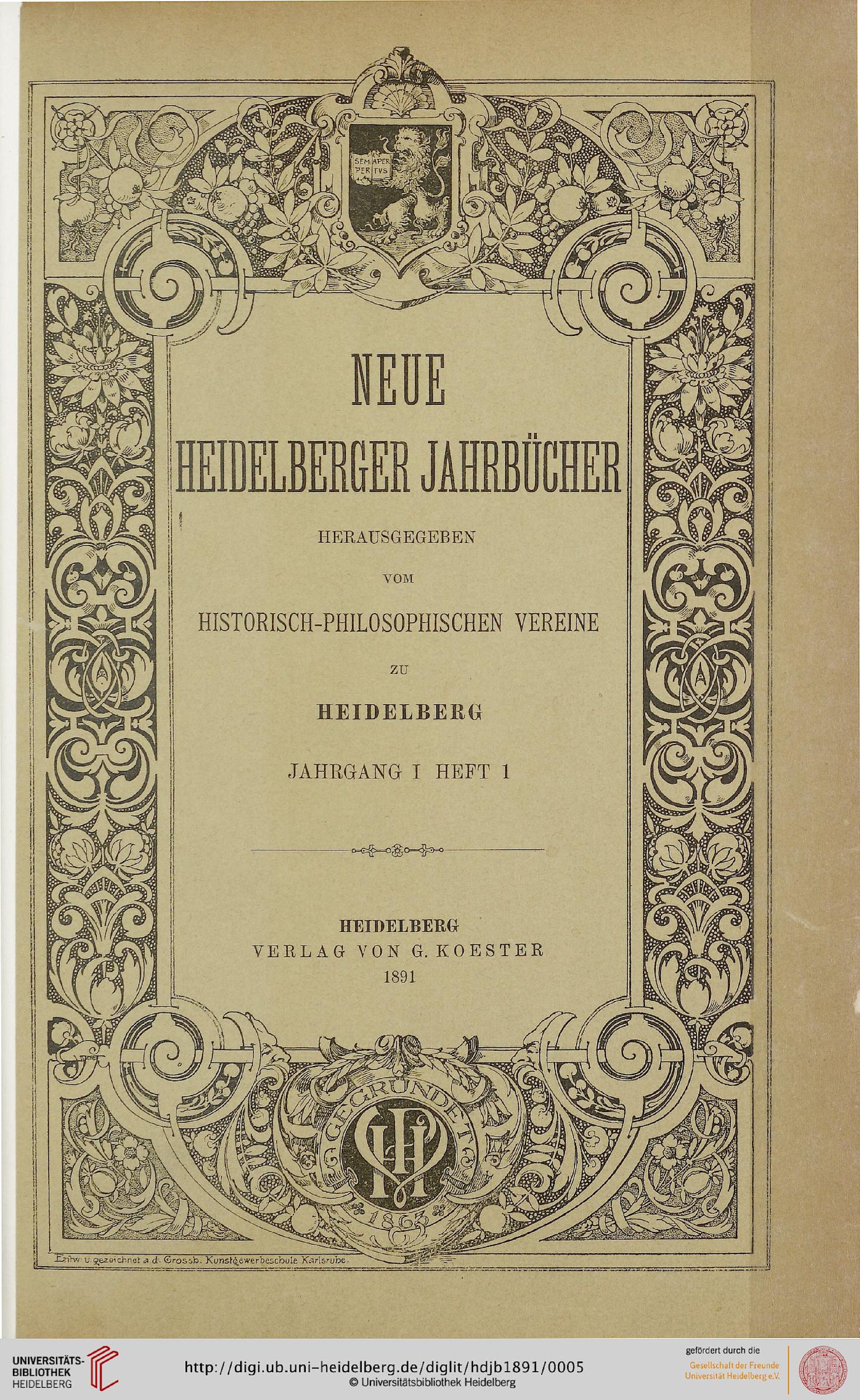 Neue Heidelberger Jahrbücher - 1891