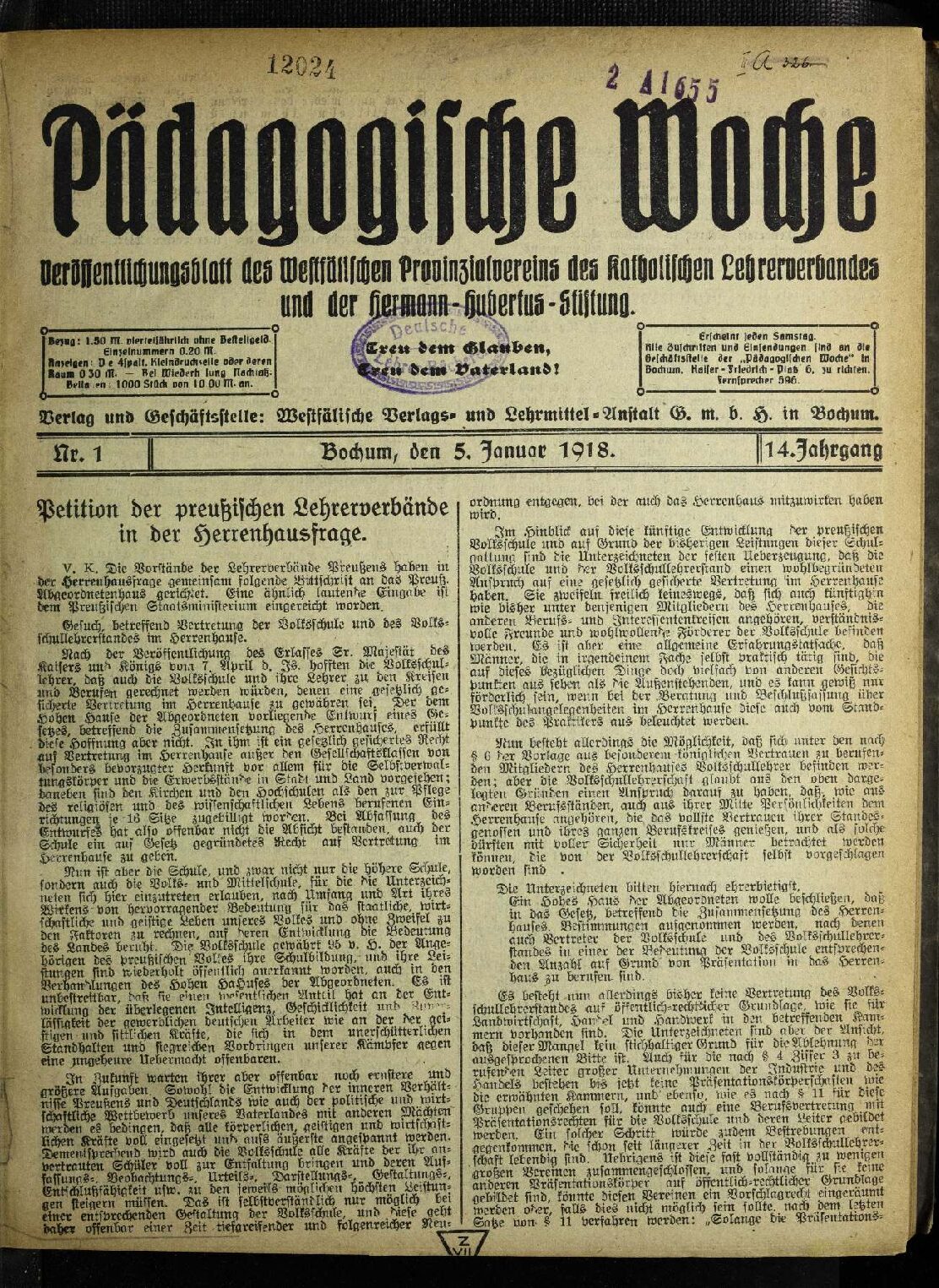 Pädagogische Woche (14. Jahrgang, Nr. 1-52)