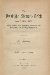 Das Preußische Stempel-Gesetz vom 7. März 1822