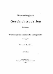 Württembergische Geschichtsquellen – Erster Band – Geschichtsquellen der Stadt Hall