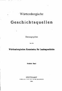 Württembergische Geschichtsquellen – Sechster Band – Geschichtsquellen der Stadt Hall (II.)