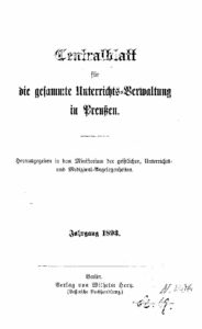 Zentralblatt für die gesamte Unterrichtsverwaltung in Preußen – 1893