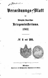 Verordnungs – Blatt des Königlich Bayerischen Kriegsministeriums – 1862