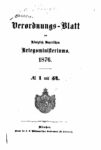 Verordnungs – Blatt des Königlich Bayerischen Kriegsministeriums – 1876