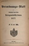 Verordnungs – Blatt des Königlich Bayerischen Kriegsministeriums – 1877