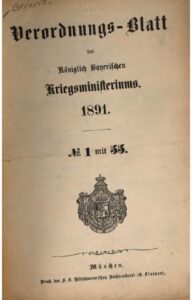 Verordnungs – Blatt des Königlich Bayerischen Kriegsministeriums – 1891