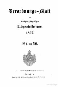 Verordnungs – Blatt des Königlich Bayerischen Kriegsministeriums – 1892