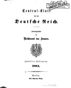 Central-Blatt für das Deutsche Reich – Zwölfter Jahrgang – 1884