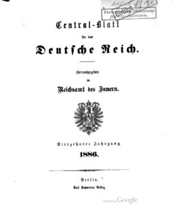 Central-Blatt für das Deutsche Reich – Vierzehnter Jahrgang – 1886