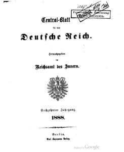 Central-Blatt für das Deutsche Reich – Sechszehnter Jahrgang -1888