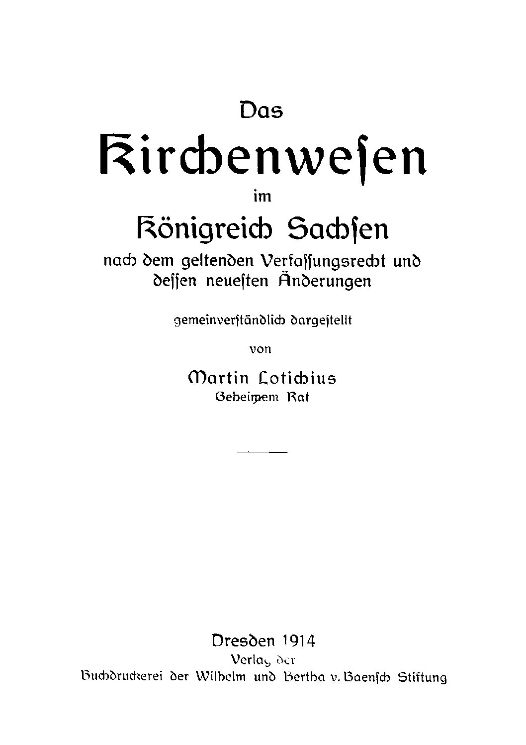 Das Kirchenwesen im Königreich Sachsen