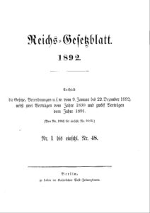 Reichs-Gesetzblatt – Jahrgang 1892