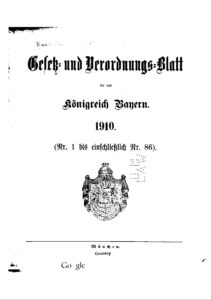 Gesetz- und Verordnungsblatt für das Königreich Bayern – Jahrgang 1910