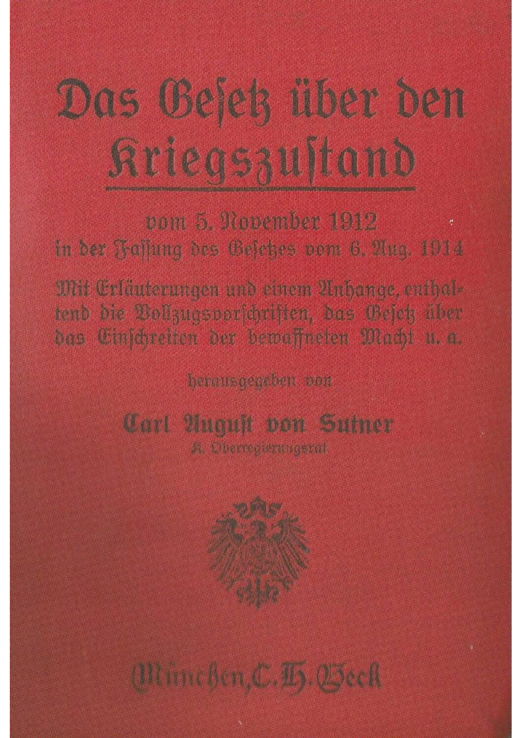 Das Gesetz über den Kriegszustand vom 5. November 1912