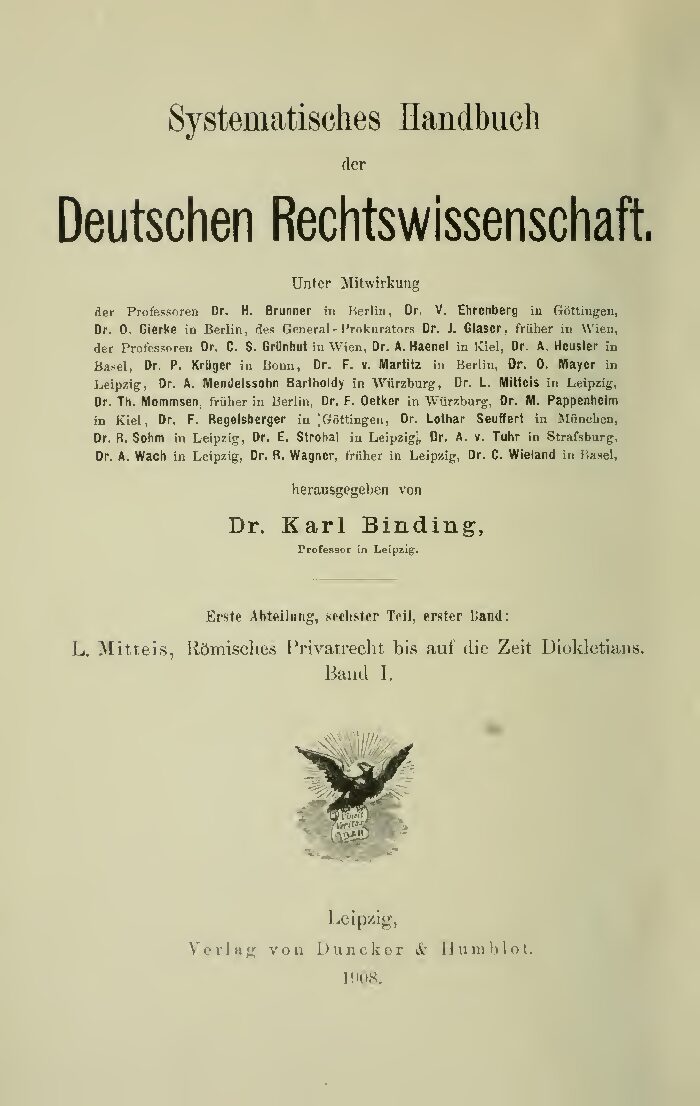 Römisches Privatrecht bis auf die Zeit Diokletians - Erster Band