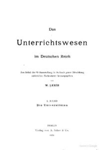 Das Unterrichtswesen im Deutschen Reich – Band 1: Die Universitäten