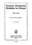 Hermann Stegemanns Geschichte des Krieges – Erster Band