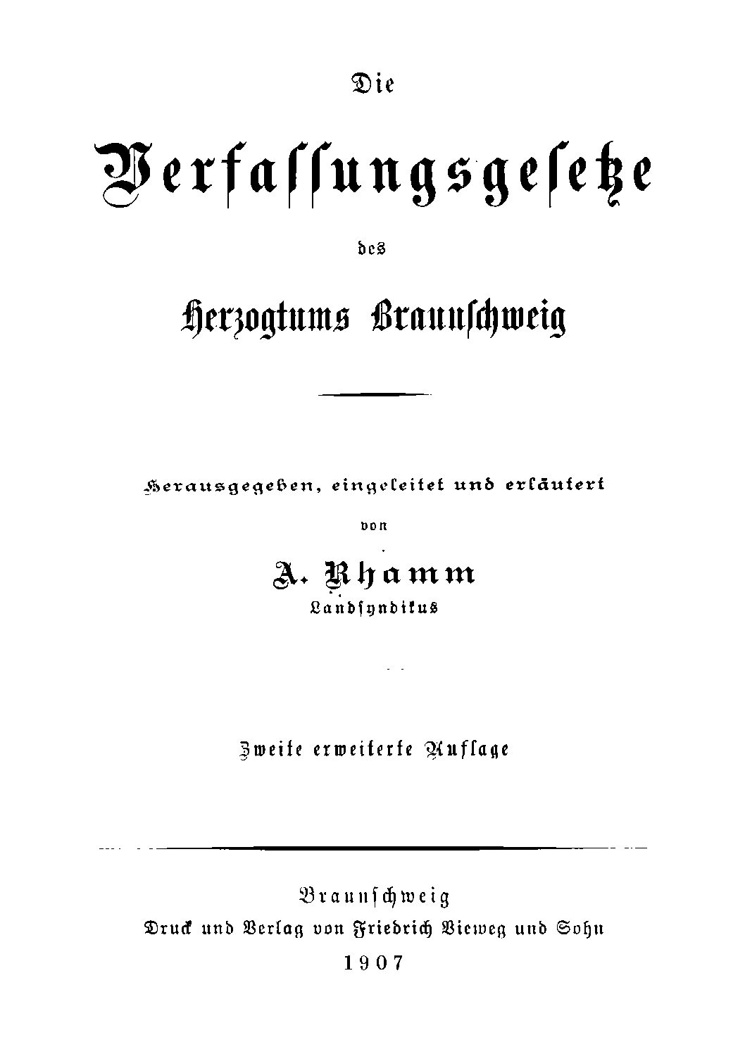 Die Verfassungsgesetze des Herzogtums Braunscheig