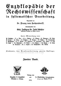 Enzyklopädie der Rechtswissenschaft in systematischer Bearbeitung – 2. Band