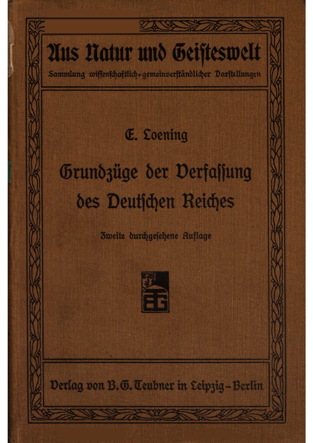 34. Bändchen: Grundzüge der Verfassung des Deutschen Reichs