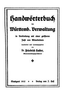 Handwörterbuch der württembergischen Verwaltung