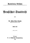 Preußisches Staatsrecht: Erster Teil