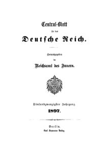 Zentralblatt für das Deutsche Reich 1897