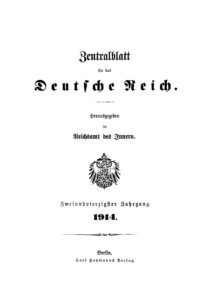 Zentralblatt für das Deutsche Reich 1914