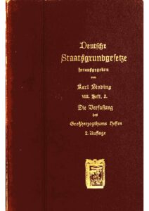 Deutsche Staatsgrundgesetze – VIII. Heft, 2. Abteilung: Hessen