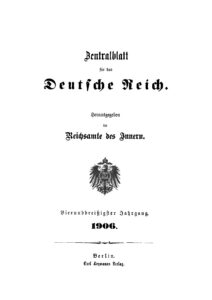 Zentralblatt für das Deutsche Reich 1906