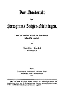 Das Staatsrecht des Herzogtums Sachsen-Meiningen