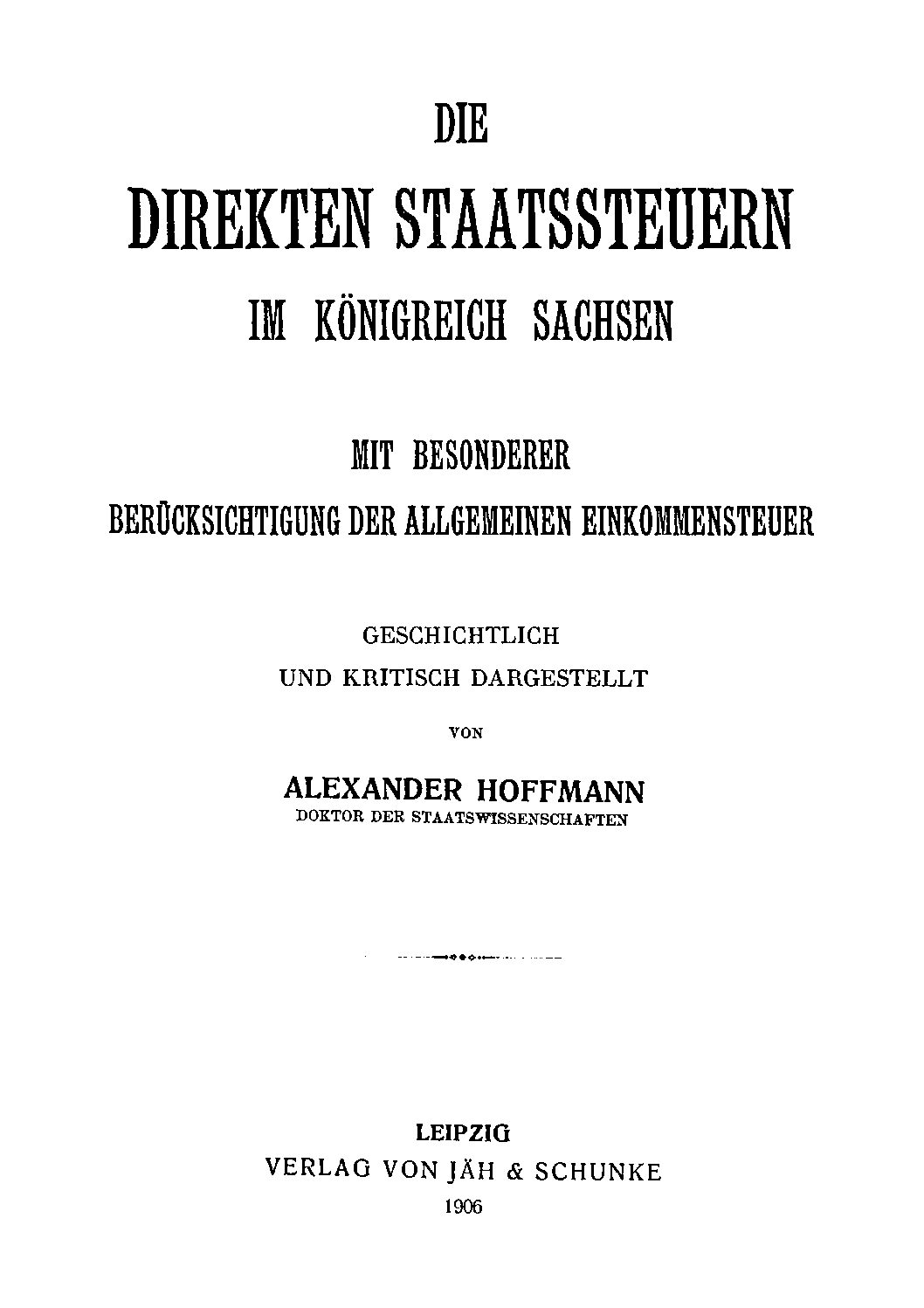 Die direkten Staatssteuern im Königreich Sachsen